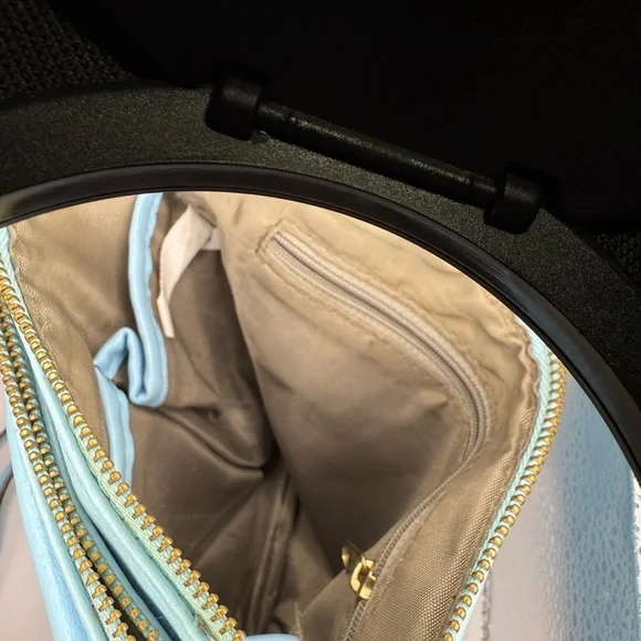 Nicole by Nicole Miller Light Blue Crossbody Bag with Gold Tag & Chained Links - Picture 6 of 12